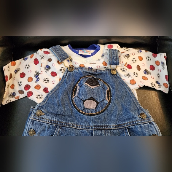 Boy's overall shorts w/shirt set - Picture 5 of 6